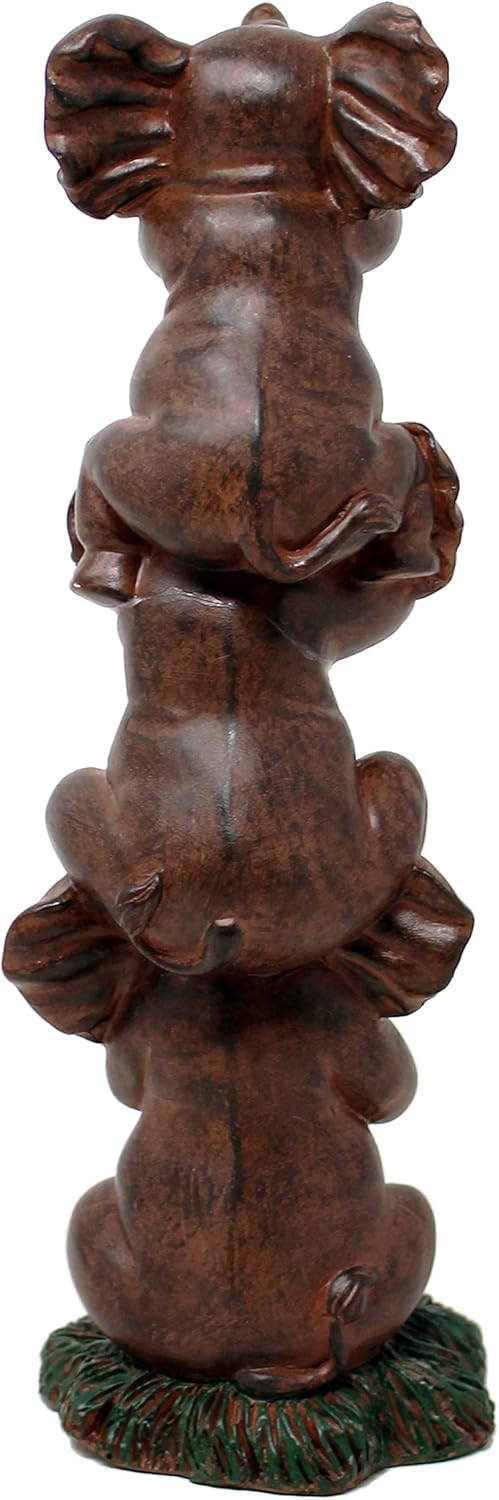 See Hear Speak No Evil Elephants Totem Statue 9" Tall Jungle Safari Wildlife Acrobatic Elephants Figurine Decor Sculpture Pole Resin Home Decorative Accent