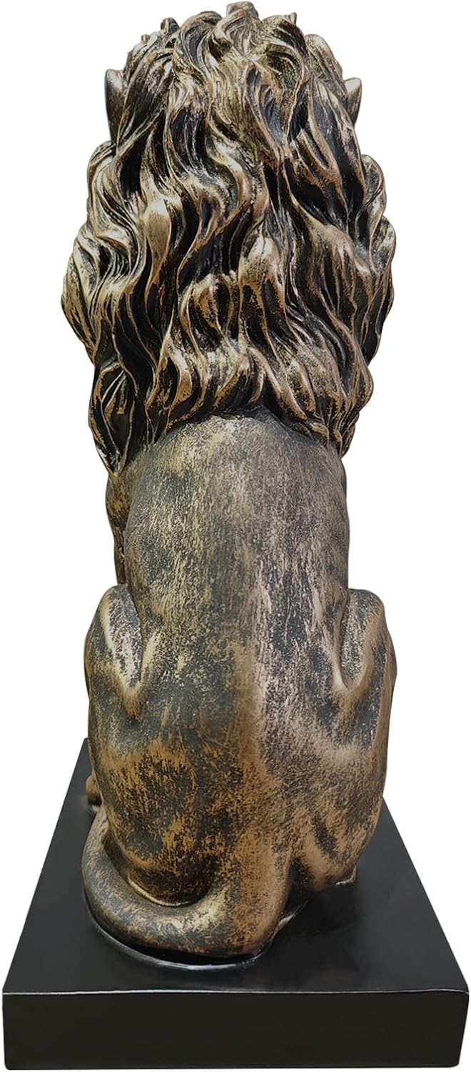 SIMON'S SHOP Lion Statues, Bronze Animal Sculptures for Mantel Table Shelf Decor, Lion Bookends for Home Office, 13'' Tall