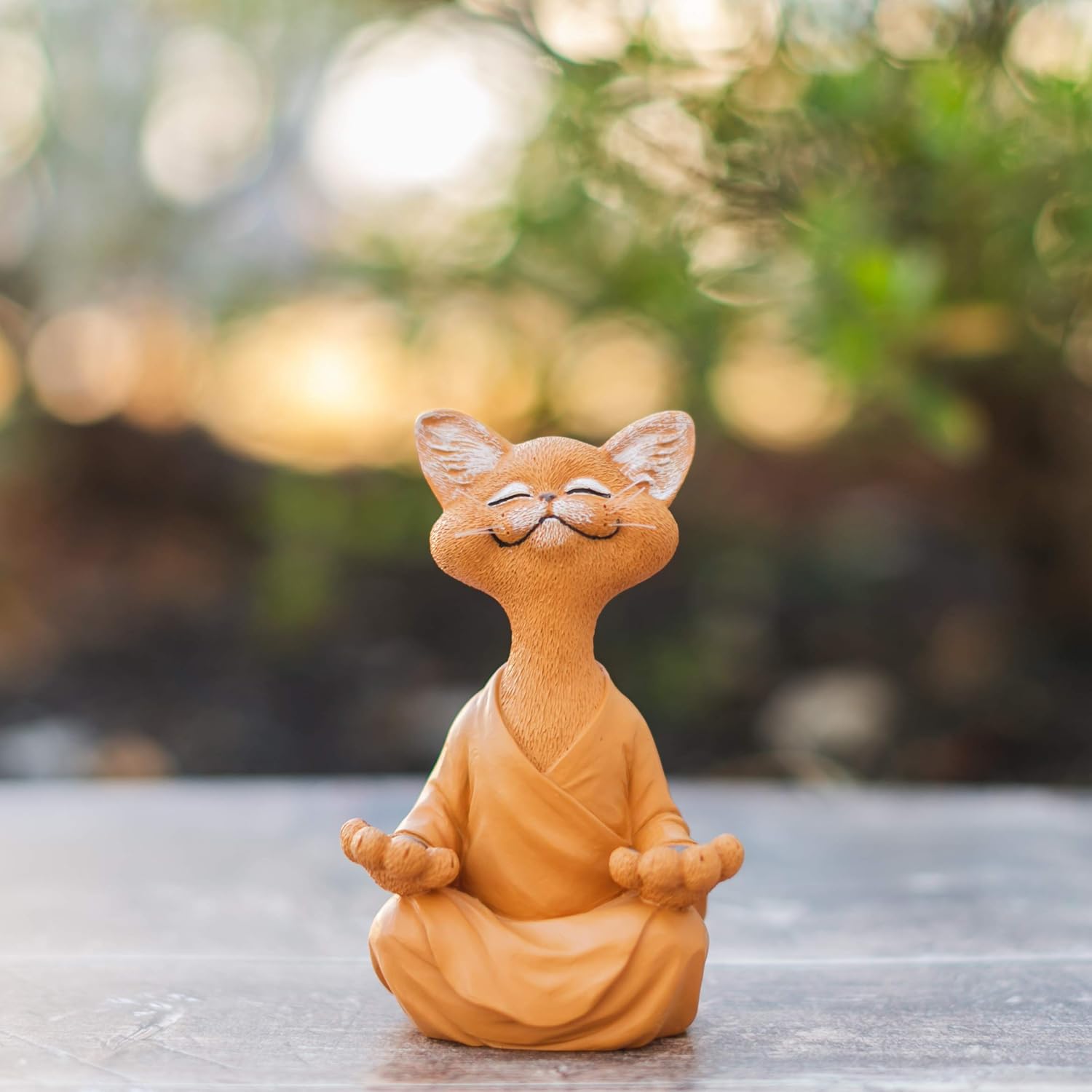 Whimsical Grey Cat Buddha Figurine Meditation Yoga Decor - Happy Cat Collection - Cat Lover Gifts, Yoga Gifts, Meditation Gifts, Zen Namaste Decor Gifts