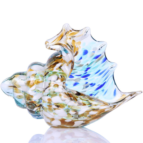 Glass Conch Shell Glass Sea Shells Conch Shell Decor Glass Sea Life Figurines Blown Glass Decor Coastal Home Decor For Dining Tables, Entryways, Coffee Tables, Living Rooms (Aurora Dream Shell)