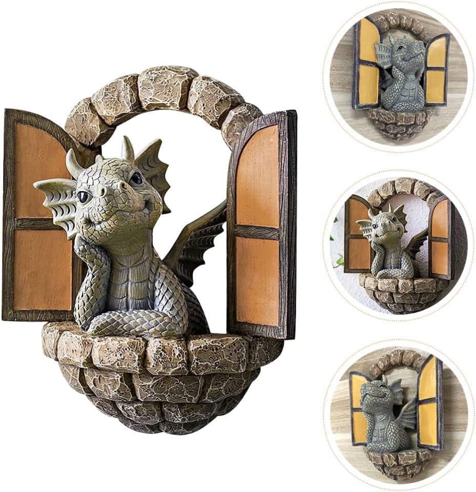 Holibanna 3D Dragon Wall Art Decor Hanging Dinosaurs Sculpture Wall Mounted Room Decor Home Wall Decorations for Kids Bedroom