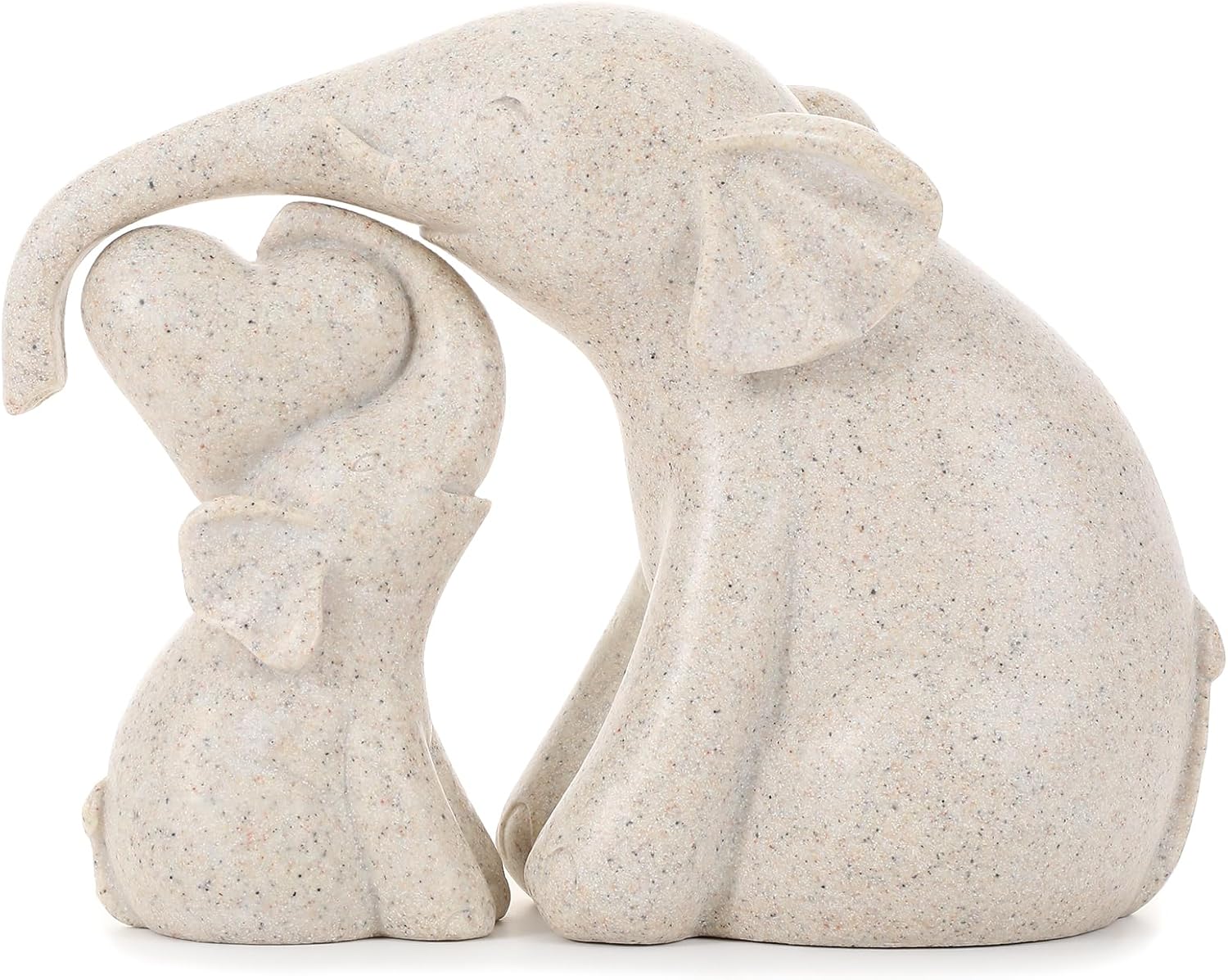 Cute Rock Sand Elephant Figurines Good Luck Elephant with The Baby Home Décor for Shelf Good Gifts for Women Animal Lovers Decoration for Living Room, Bedroom, Office