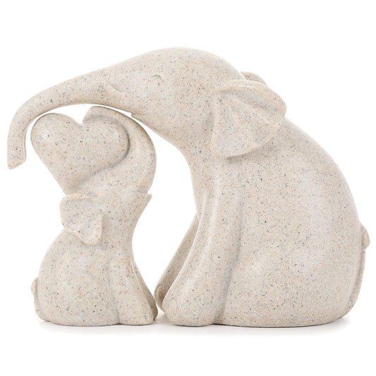 Cute Rock Sand Elephant Figurines Good Luck Elephant with The Baby Home Décor for Shelf Good Gifts for Women Animal Lovers Decoration for Living Room, Bedroom, Office 1600