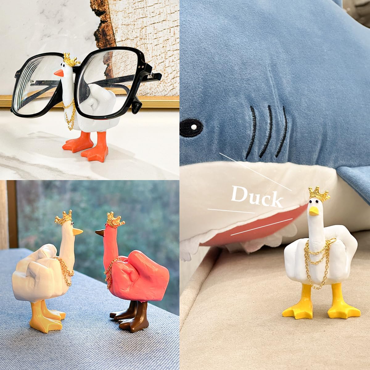 Middle Finger Gifts, Cute Black Middle Finger Duck Statue for Home Decor, Duck You Sculptures Cool Fun Gag Gift (Black)