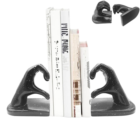 Gold Book Ends with Anti-Slip Unique Bookends for Shelves Heavy Books, Book Stopper for Shelves Books Magazines Home Office Decor