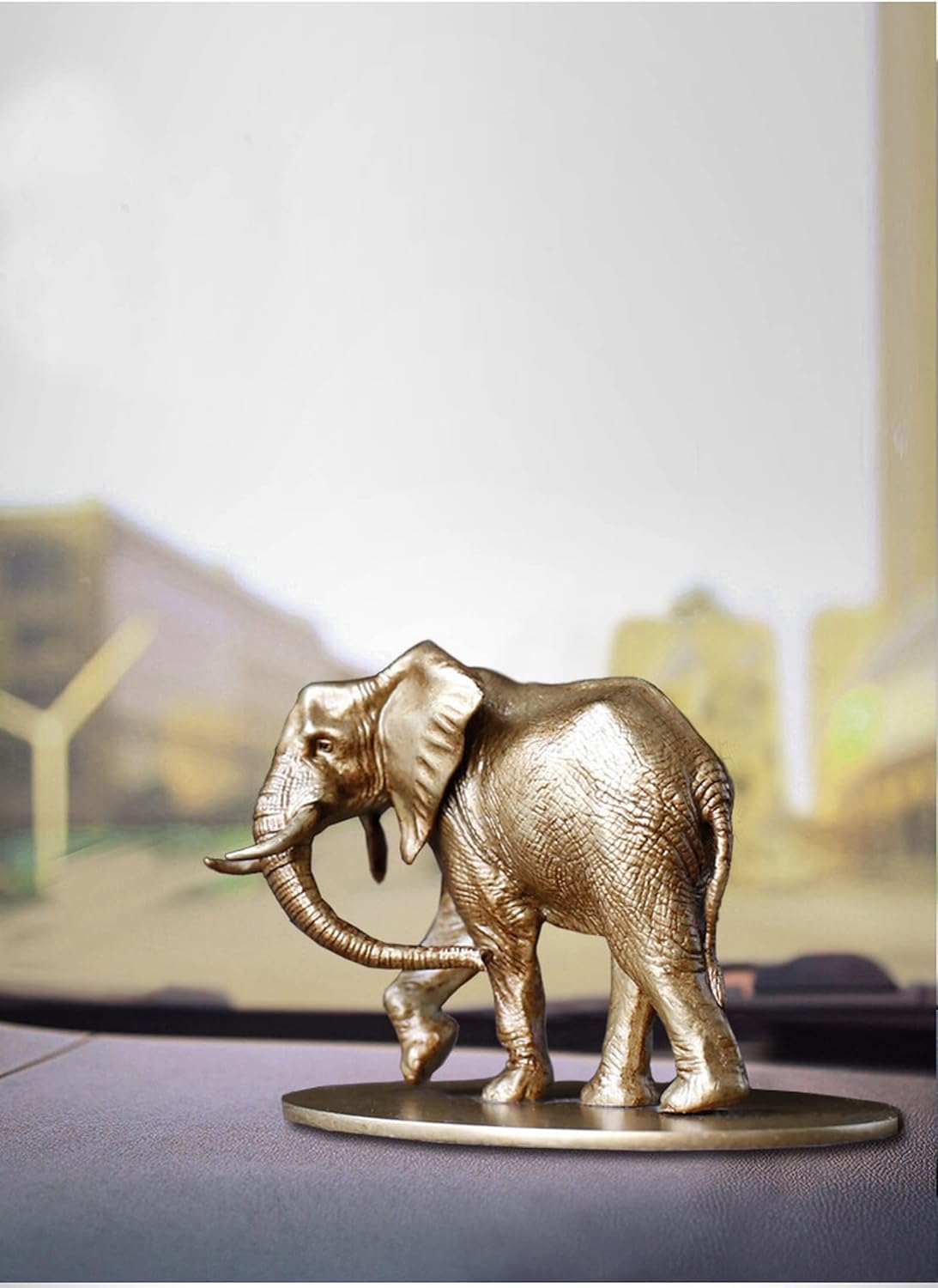 Copper Lucky African Elephant Sculpture Home Car Ornaments,Brass Blessing Elephants Miniature Figurine,Antique Animal Statue Craft Decor