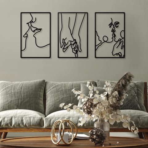 CHENGU 3 Pieces Metal Minimalist Abstract Woman Wall Art Line Drawing Wall Art Decor Single Line Female Home Hanging for Kitchen Bathroom Living Room(Artistic Body)