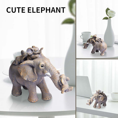 Elephant Gifts for Women, Cute Statue Decor Brings Love, Grayish Yellow Figurines Home Decoration Living Room