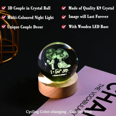 3D Cat Themed Gifts for Women Decor for Cat Lovers Cat Mom Crystal Ball Cat Related Sympathy Presents with Wooden Light Base