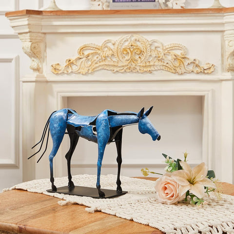 Horse Statue Décor Artwork, 24" H Handmade Metal Pegasus Greek Flying Horse Sculpture, Hand-Painted Animal Figurines for Home Living Room Office (Brown with Wings)