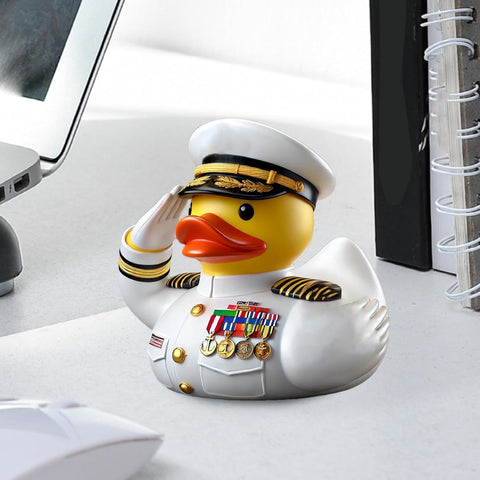 Veterans Memorial Duck, 2025 Navy Veterans Memorial Duck, 3 Inch Resin Militarys Duck Statue Armys Duck Figurine Cute and Funny Commemorative Saluting Duck Ornament for Desktop Car Ashboard