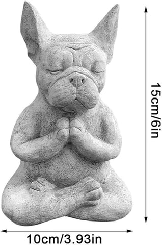 Yoga Bulldog Pose Meditation Dog Resin Statue Ornaments Waterproof Prayer Zen French Bulldog Sculpture Crafts Garden Decoration Figurine for Dog Lovers