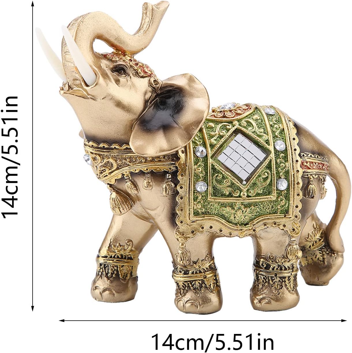 Lucky Wealth Elephant Statue, Elegant Feng Shui Elephant Collectible Figurine Sculpture Decoration, Wealth Lucky Figurine Home Office Decor(L)