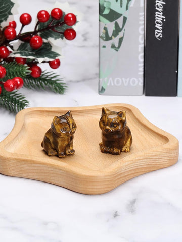 Amethyst Crystal Cat Figurine Carved Healing Crystal Gemstone Cat Lucky Cute Stone Cat Statue Ornament for Home Office Desk Meditation Decor Mini Cat Gifts for Cat Lover Christmas