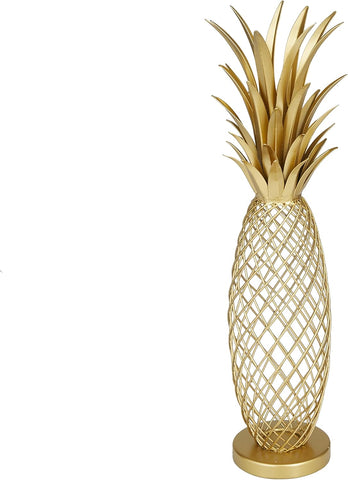 Deco 79 Metal Fruit Decorative Sculpture Pineapple Home Decor Statue, Accent Figurine 4" x 5" x 16", Gold