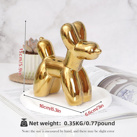 Large Cute Ceramics Balloon Dog Statue Crafts Living Room Desktop Decorations,Handmade Modern Small Ceramic Animal Statue Ornament Home Decor Accents