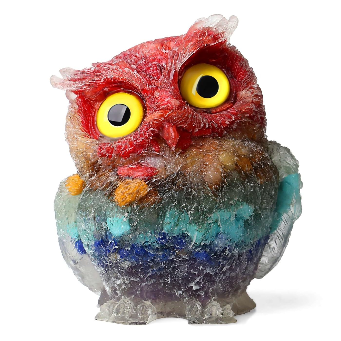 LAIDANLA Aquamarine 2.4" Owl Statue Natural Healing Crystal Cute Owl Animal Figurine Pocket Sculpture Reiki Spiritual Energy Gemstone Home Office Room Desk Decor Gifts for Women Men