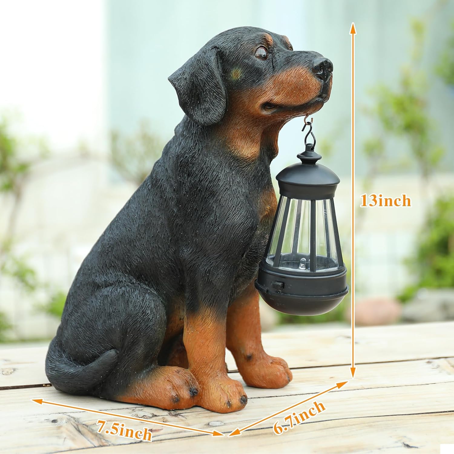 Garden Dog Statues Outdoor Decor, 13" Solar Powered LED Lights Outdoor Statue Garden Decorations Puppy Figurine for Patio, Lawn, Yard Art Decoration, Housewarming Garden Gift