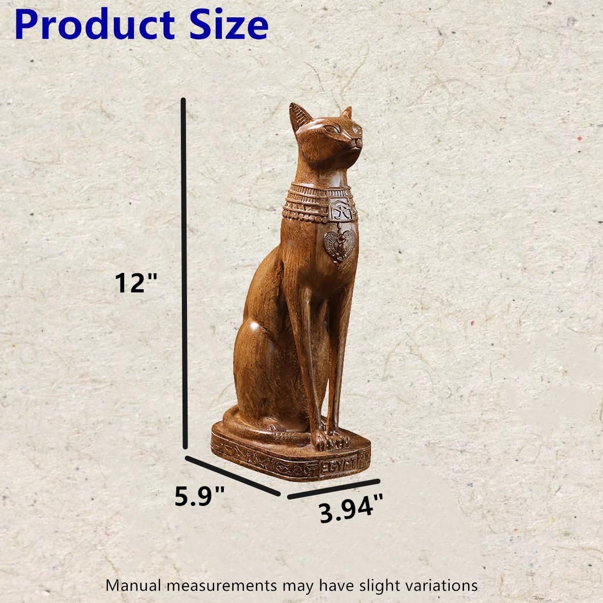 12 inch Tall Black Egyptian Cat Goddess Bastet Statue, Ancient Egypt Bast Figurines Home Decor