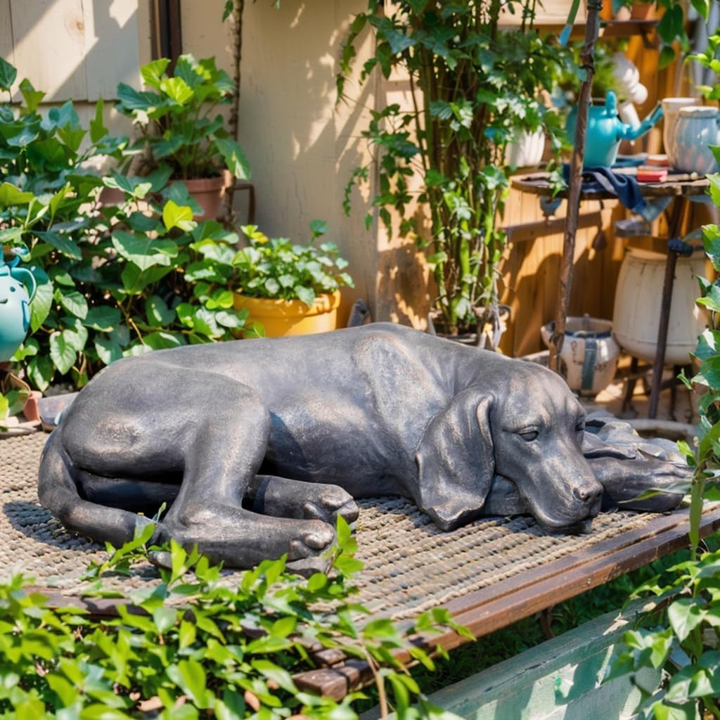 Garden Statue Outdoor Decorations Dog-Figurine – 19inch Black Labrador décor Garden Sculpture Statue Sitting Statue Resin Sculpture for Patio Lawn Yard Porch Garden 12.25L*8.25W*19H