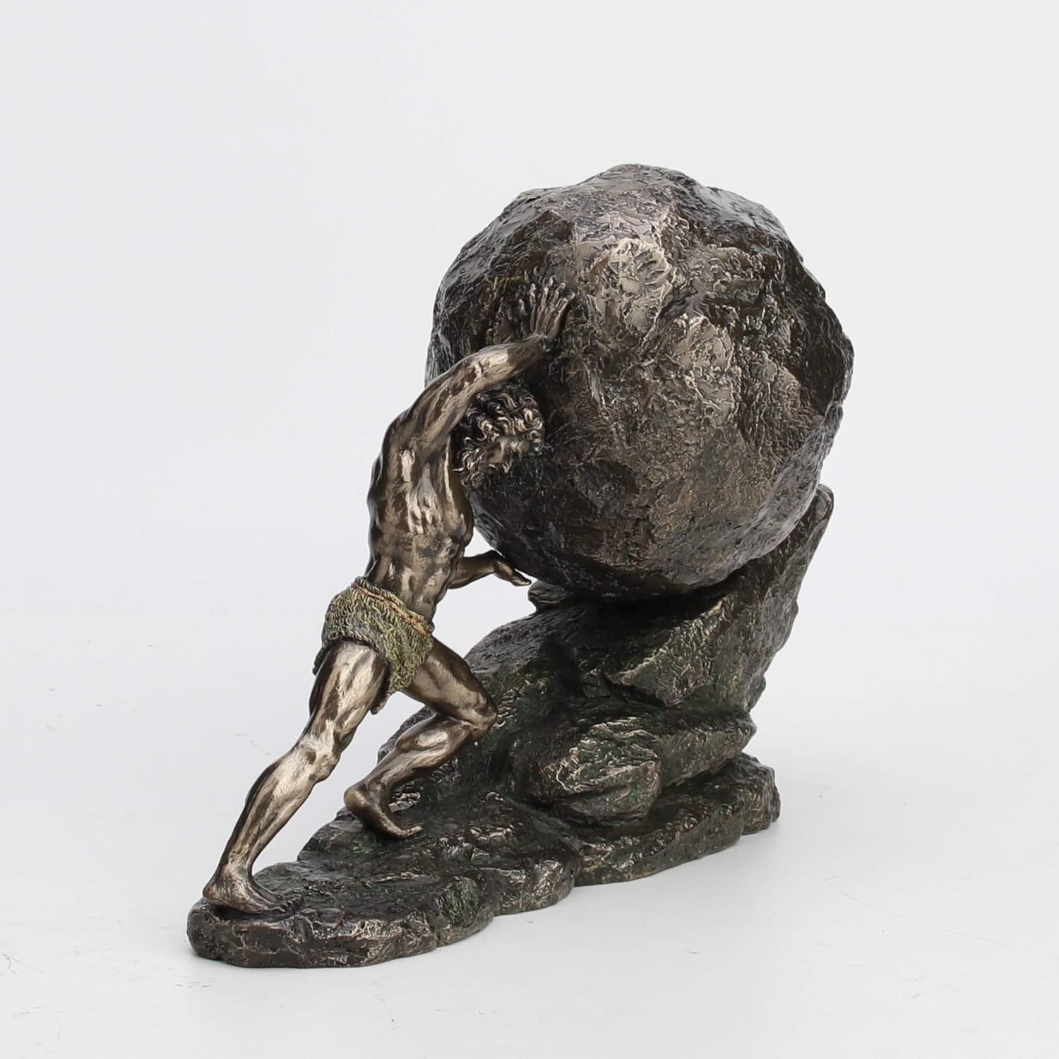 8 1/8 Inch Sisyphus and The Eternal Boulder Cold Cast Resin Bronze Finish Statue Home Decor