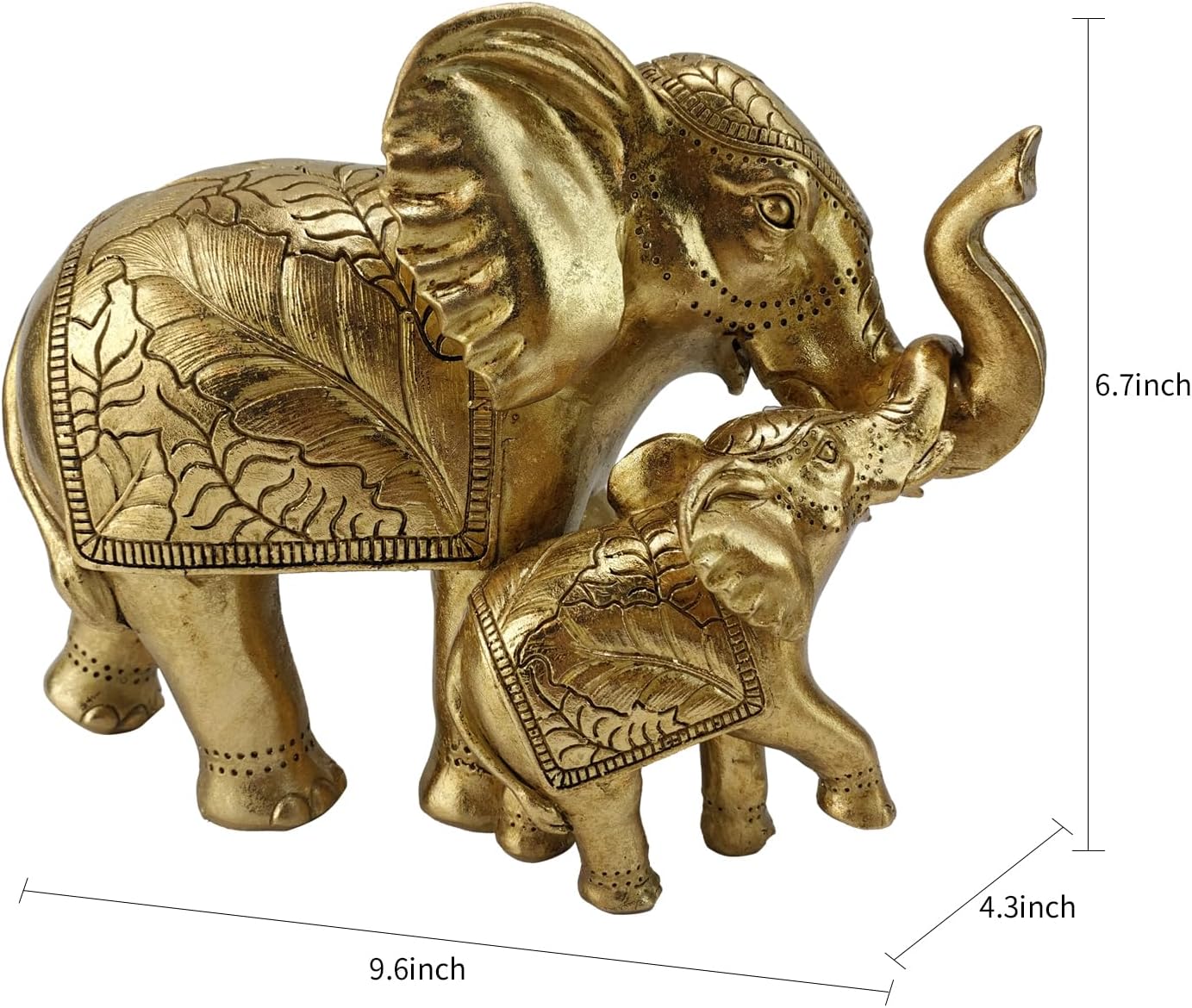 Elephant Statue for Home Decor Gold 9.2IN,Elephant Statues for Table Deskr-Elephant Decor for Living Room-Indoor Elephant Gift for Relaxation Meditation or Shrine