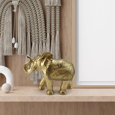 Elephant Statue for Home Decor Gold 9.2IN,Elephant Statues for Table Deskr-Elephant Decor for Living Room-Indoor Elephant Gift for Relaxation Meditation or Shrine