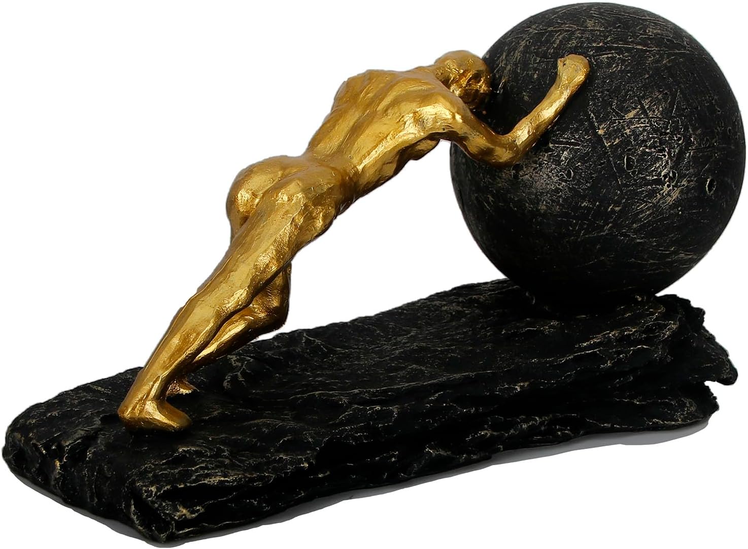 Bronze Accent Heavy Ball Sisyphus Sculpture - Struggler Statue - Modern Resin Decor for Office or Living Room, Sportsman Figurine Ornament, and Sculptures Decoration