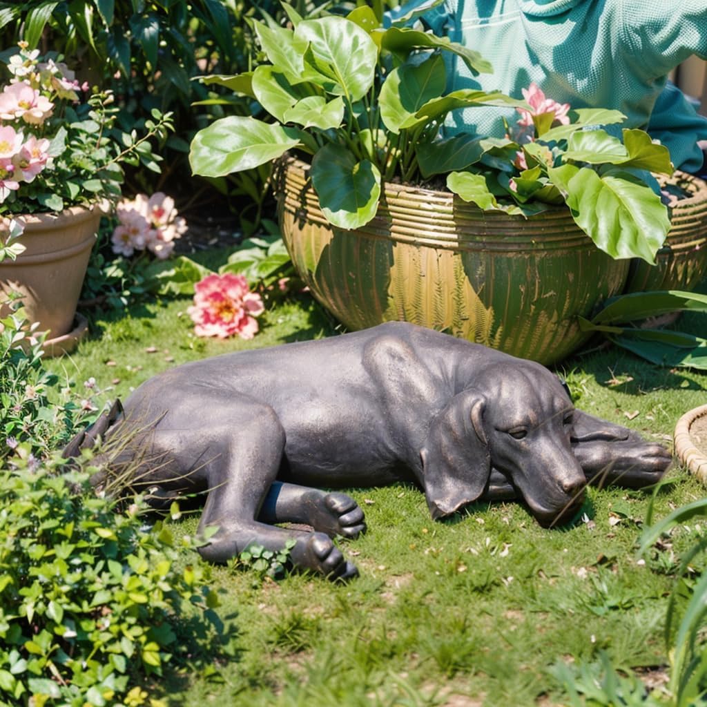 Garden Statue Outdoor Decorations Dog-Figurine – 19inch Black Labrador décor Garden Sculpture Statue Sitting Statue Resin Sculpture for Patio Lawn Yard Porch Garden 12.25L*8.25W*19H