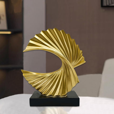 Gold Ocean Wave Statue, Modern Abstract Art, Resin Statue, Office Desk & Shelf Decor Accent for Men