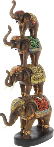 Polystone Elephant Decorative Sculpture Home Decor Statue, Accent Figurine 9" x 4" x 18", Brown