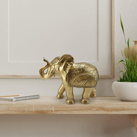 Elephant Statue for Home Decor Gold 9.2IN,Elephant Statues for Table Deskr-Elephant Decor for Living Room-Indoor Elephant Gift for Relaxation Meditation or Shrine