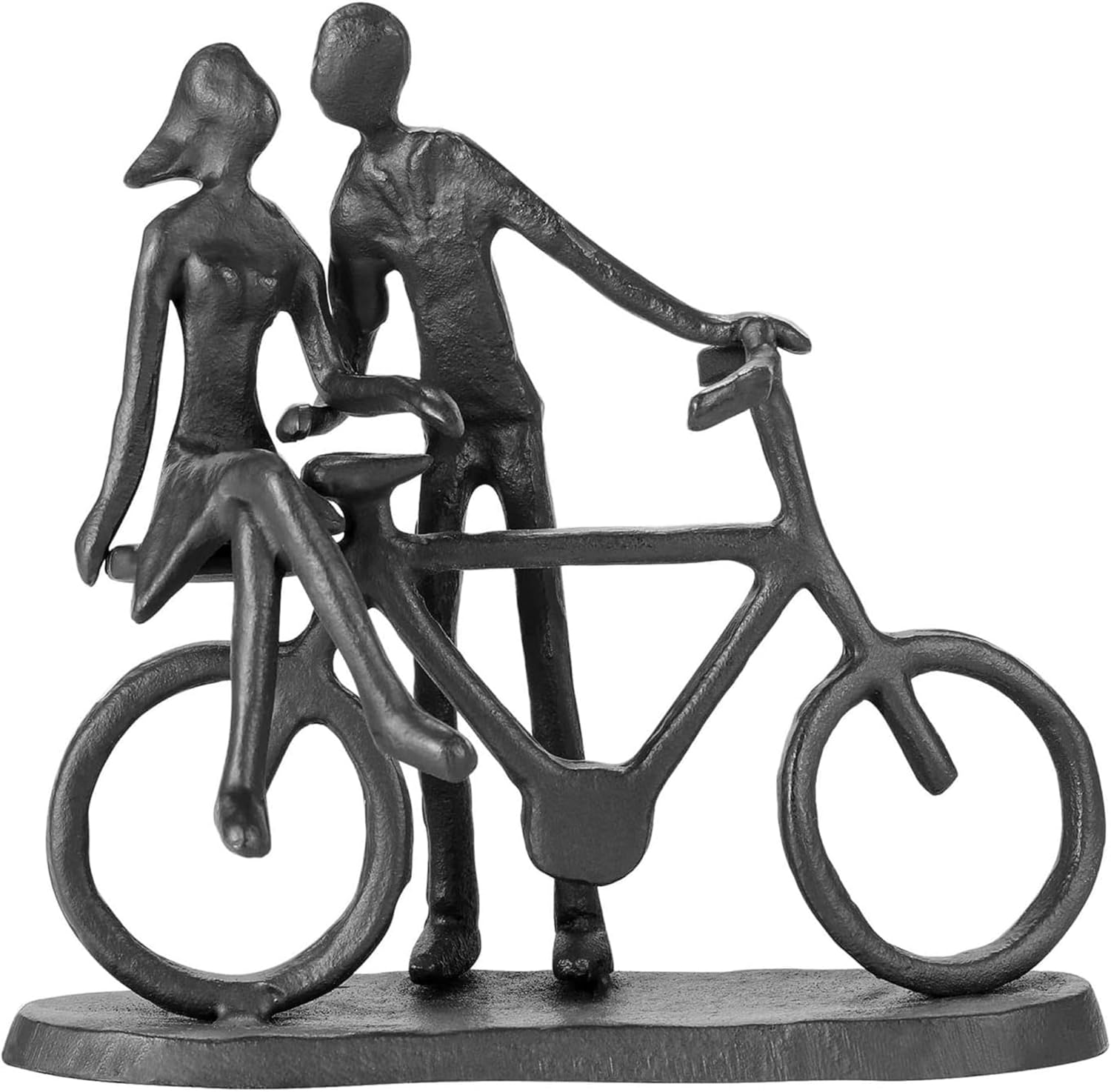 Bicycle Themed Gifts - Bike Couple Figurine Statue Black Hand Sculptures for Living Room Bicycle Wall Decor Iron Love Sculpture