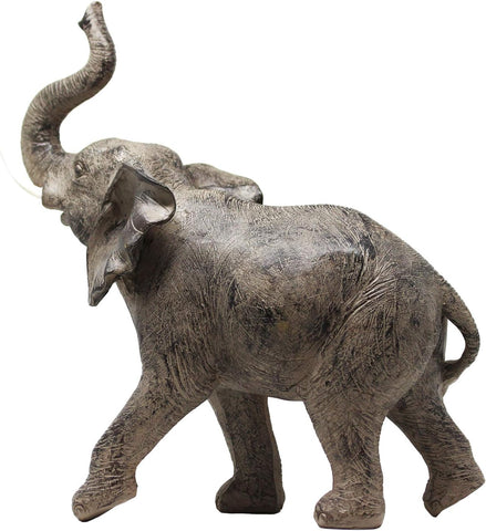 Seraphic Large 13" African Elephant Statue Gifts for Women, Big Elephant Decor Scuplture with Trunk Up for Home Decor