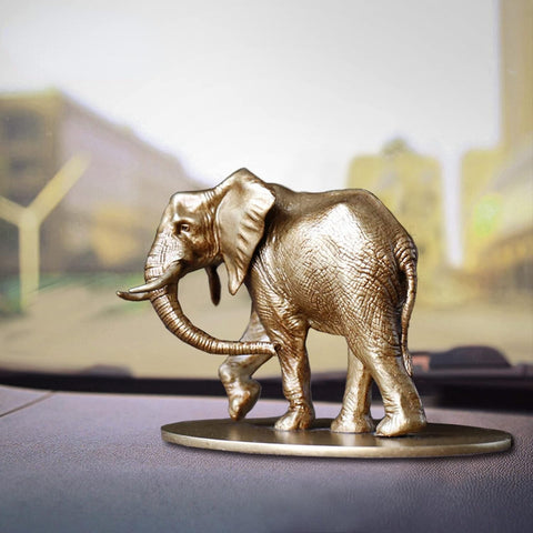 Copper Lucky African Elephant Sculpture Home Car Ornaments,Brass Blessing Elephants Miniature Figurine,Antique Animal Statue Craft Decor