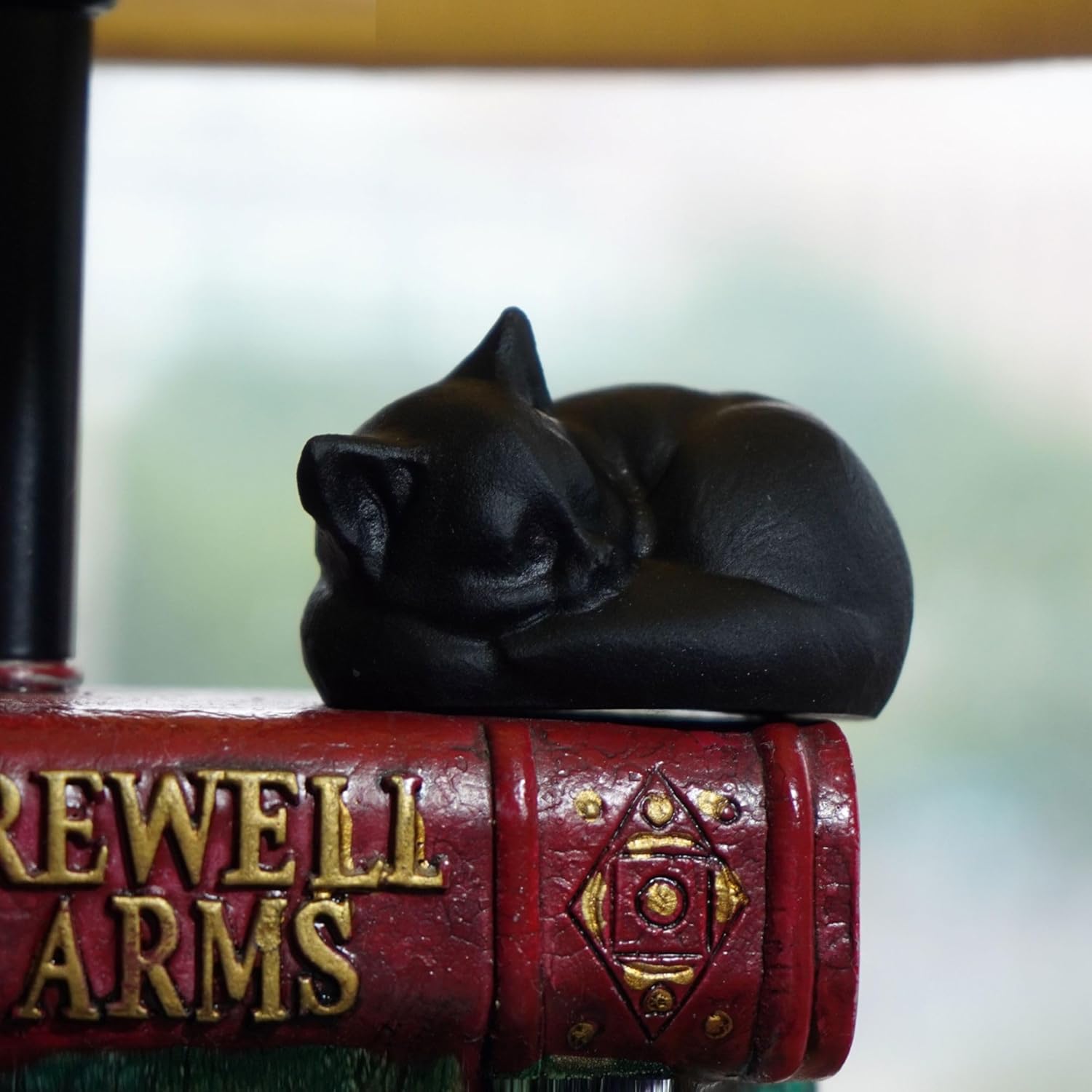 Tiny Sleeping Cat Statue Hand-Carved Healing Stone Gemstone Little Kitten Statue Figurine 2" - Black Obsidian