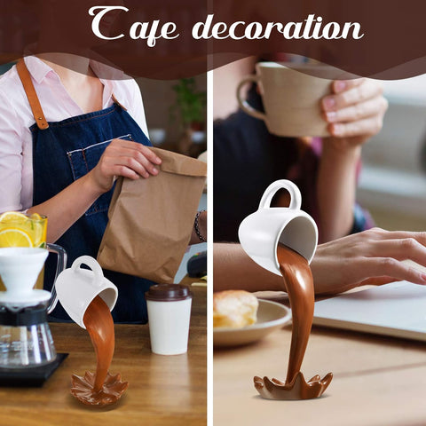 Jetec Floating Spilling Coffee Cup Magic Pouring Splash Coffee Mug Pouring Spilling Mugs Cafe Novelty Funny Cup Sculpture Art Decoration for Home Decor