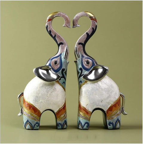 Sculpture Tabletop Elephant Furnishings, Accessories, a Pair of Living Room TV Wine Crafts Porch Jewelry Wedding Gifts Statue of Wealth Statues