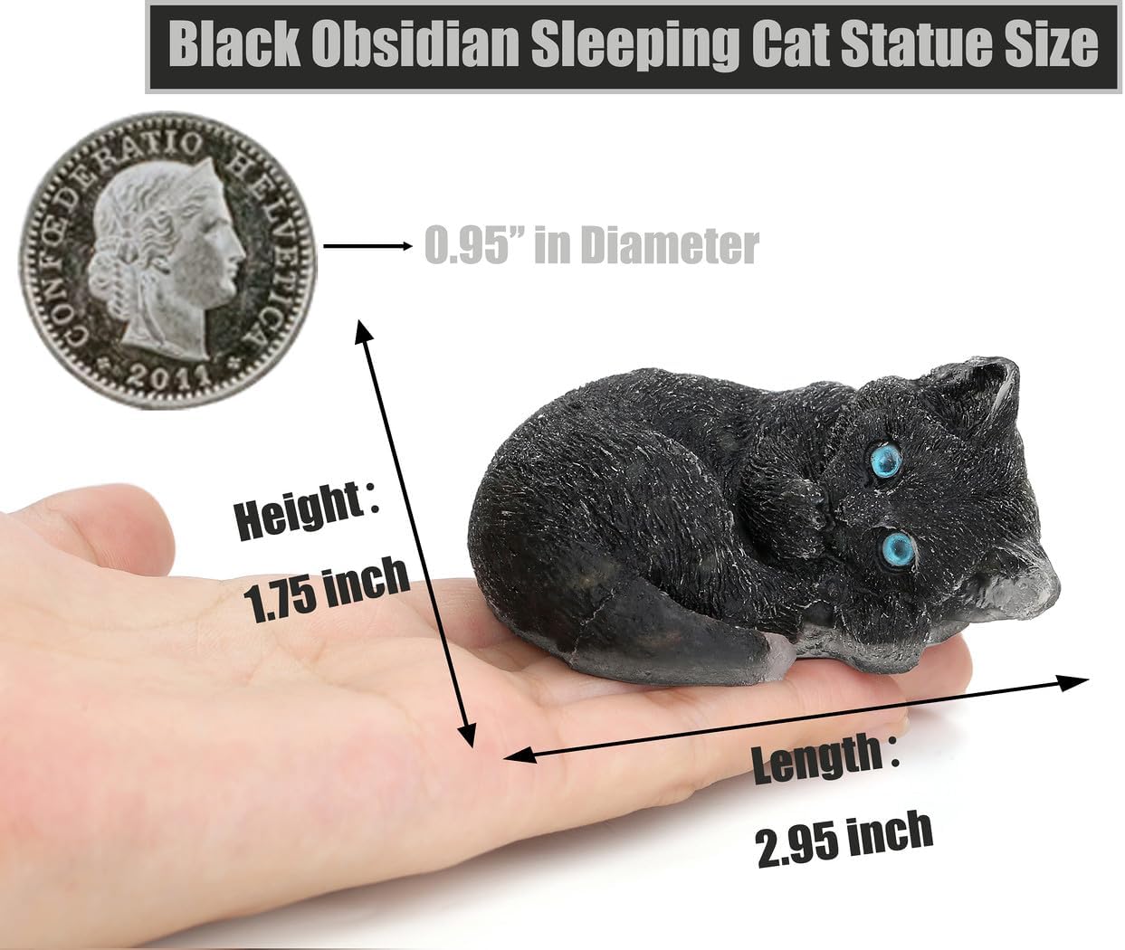 Cat Decor Black Obsidian Cat Crystal Figurines Crystals Gifts for Cat Lovers Men Women Lucky Cute Cat Statue for Room Desk Decor 1PC