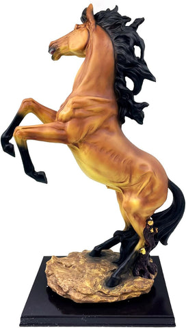 19 Inch Large Horse Statue Figurines - Resin Standing Fighting Horse Sculpture Home Office Decoration Tabletop Decor Ornaments (Brown)