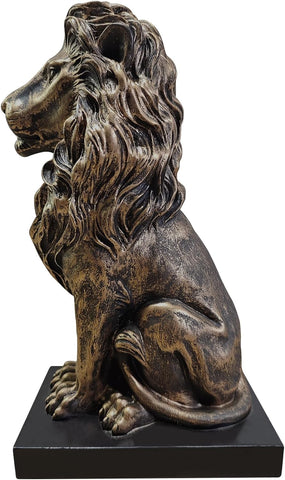 Lion Statues, Bronze Animal Sculptures for Mantel Table Shelf Decor, Lion Bookends for Home Office, 13'' Tall