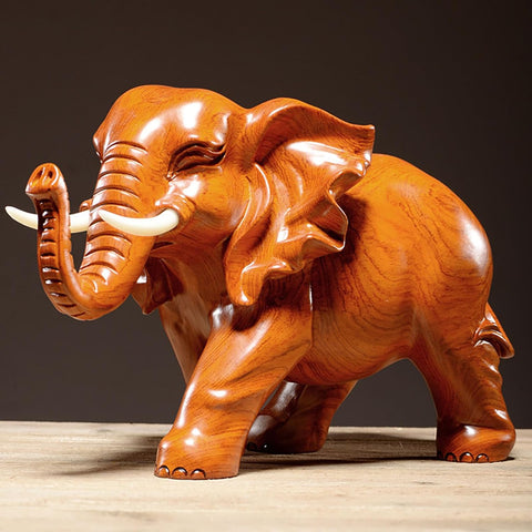 Set of 2 Solid Wood Elephant Sculptures,Elephant Statue, Decorative Statue, Room Decoration, Home Decoration, Modern Art Sculpture, Handmade, Gift for Mom, Dad, Women, Lucky, Healthy,15cm