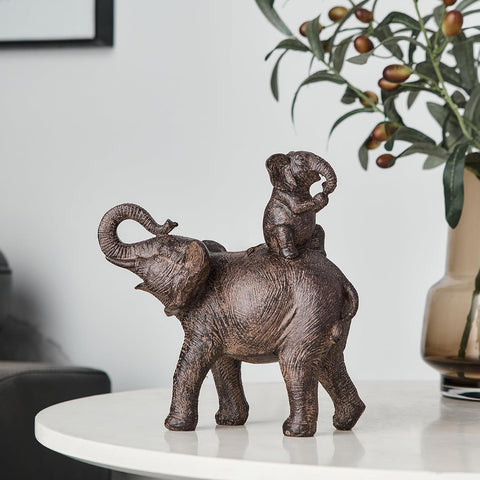 Home Decor Elephant Statue, Rustic Gold Coffee Tabel Bookshelf Decor Acctens, Elephant Decoration for Good Luck, Mom Gifts, Home Living Room Bedroom Office Decorations (Rustic Gold Elephant)