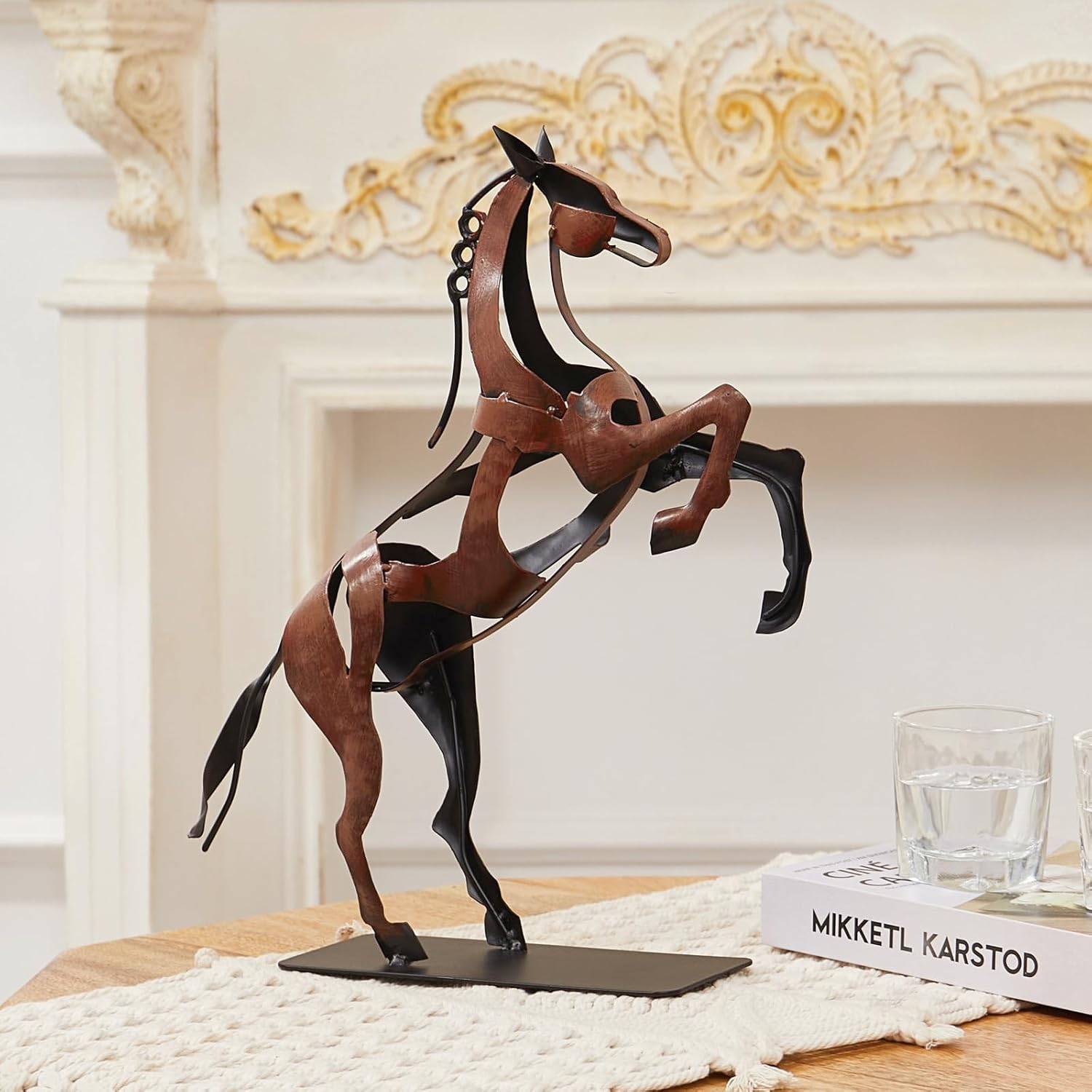 Standing Horse Statue - Hand Painted Metal Desktop Sculpture, Home & Office Animal Statue, Memorial Gift for Horse Lovers (Black)