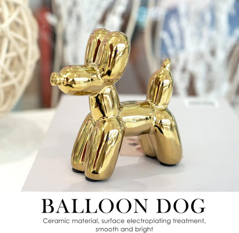 Large Cute Ceramics Balloon Dog Statue Crafts Living Room Desktop Decorations,Handmade Modern Small Ceramic Animal Statue Ornament Home Decor Accents