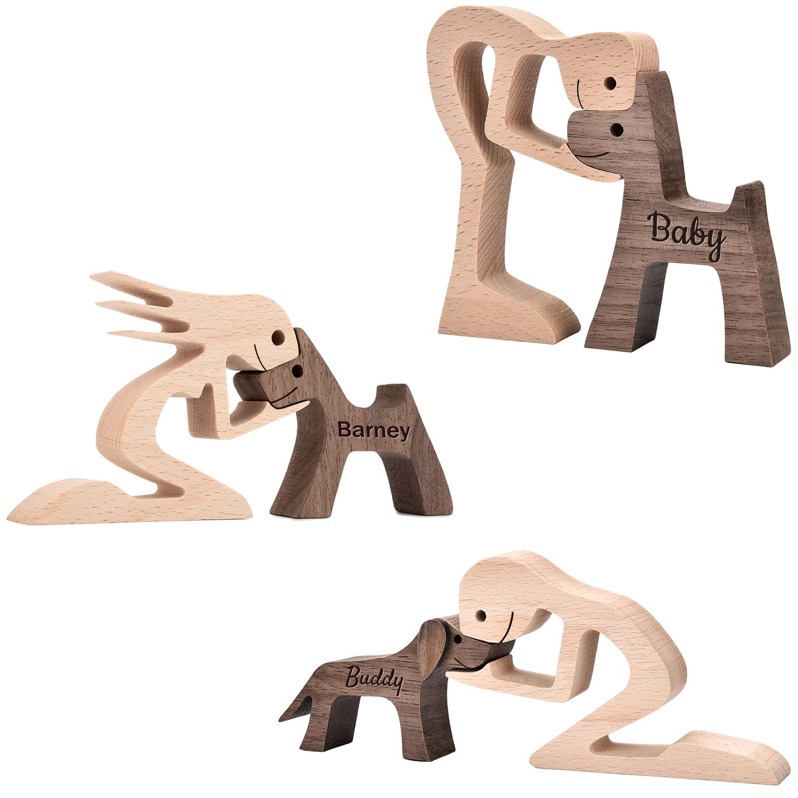 Accent Decor Men and Dog Figura Decorativa Wooden Gift Home Accents