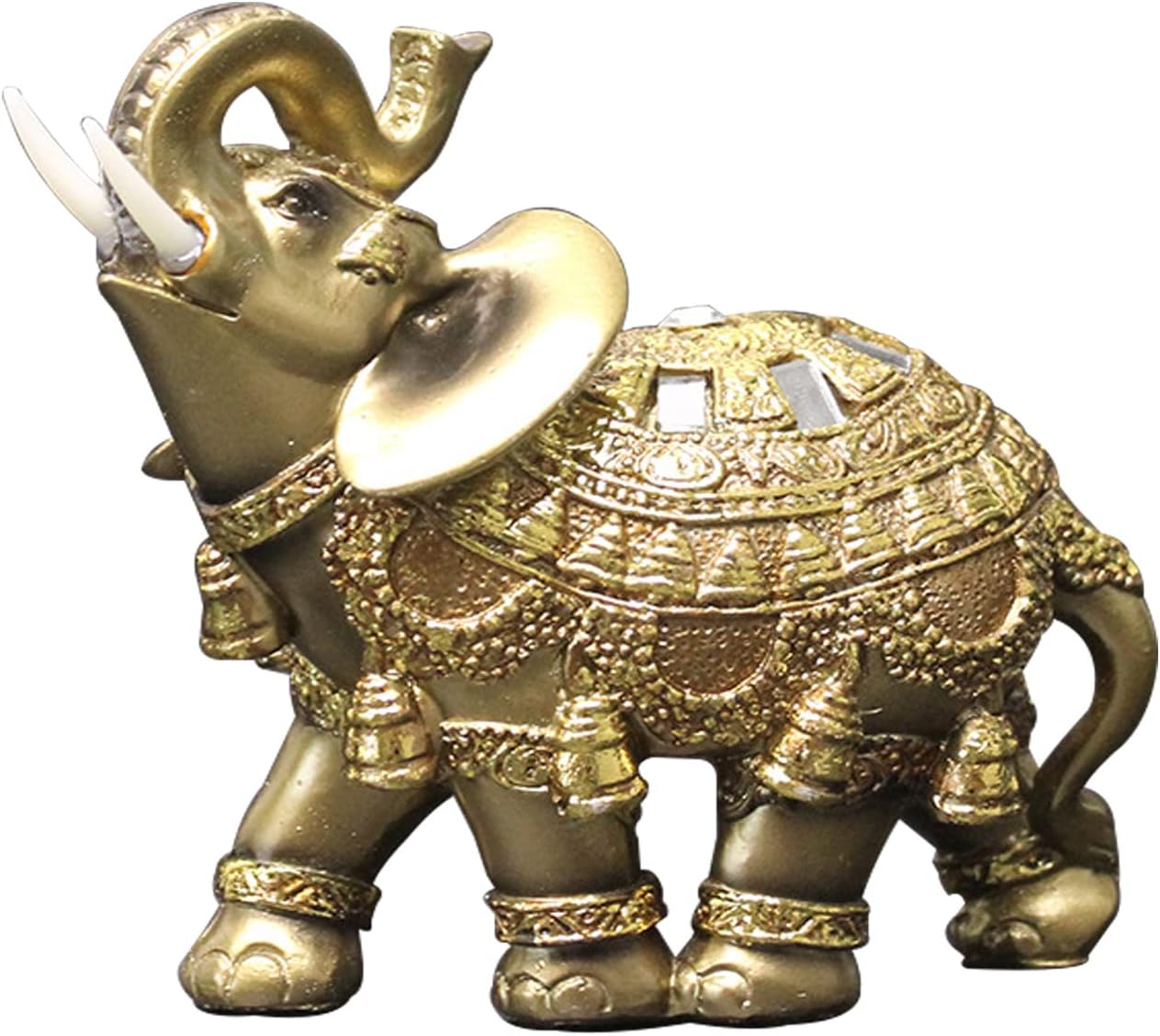 Lucky Wealth Feng Shui Elephant Statue - Resin Collectible Figurine with Trunk Raised - Good Luck Elephant Gift for Women (Large)