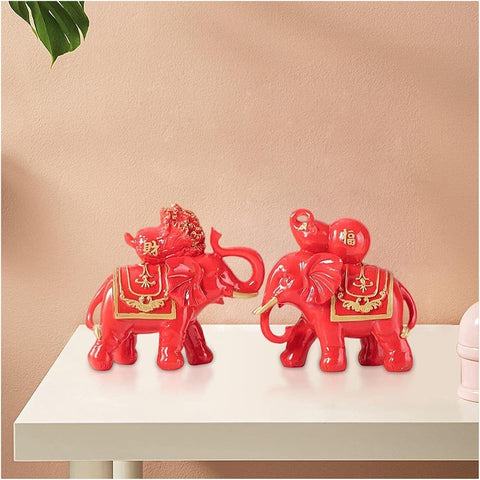 Sculpture Desktop Ornament Ideal for Gift, Art Statue 2 Pieces Elephant Statue/Home Decoration Standing Creative Resin Modern Gifts Figurine/for Bedroom Office Desktop Living Room Cabinet