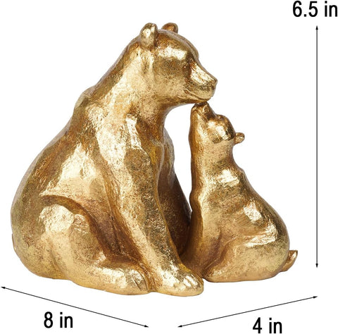 Elephant Statues Home Décor Collectible Figurines - Gold Resin Boho Elephant Decoration Handmade Brings Good Luck Health for Living Room Shelf Office Gifts for Women 7.25 x 3.25 x 5.75 Inch