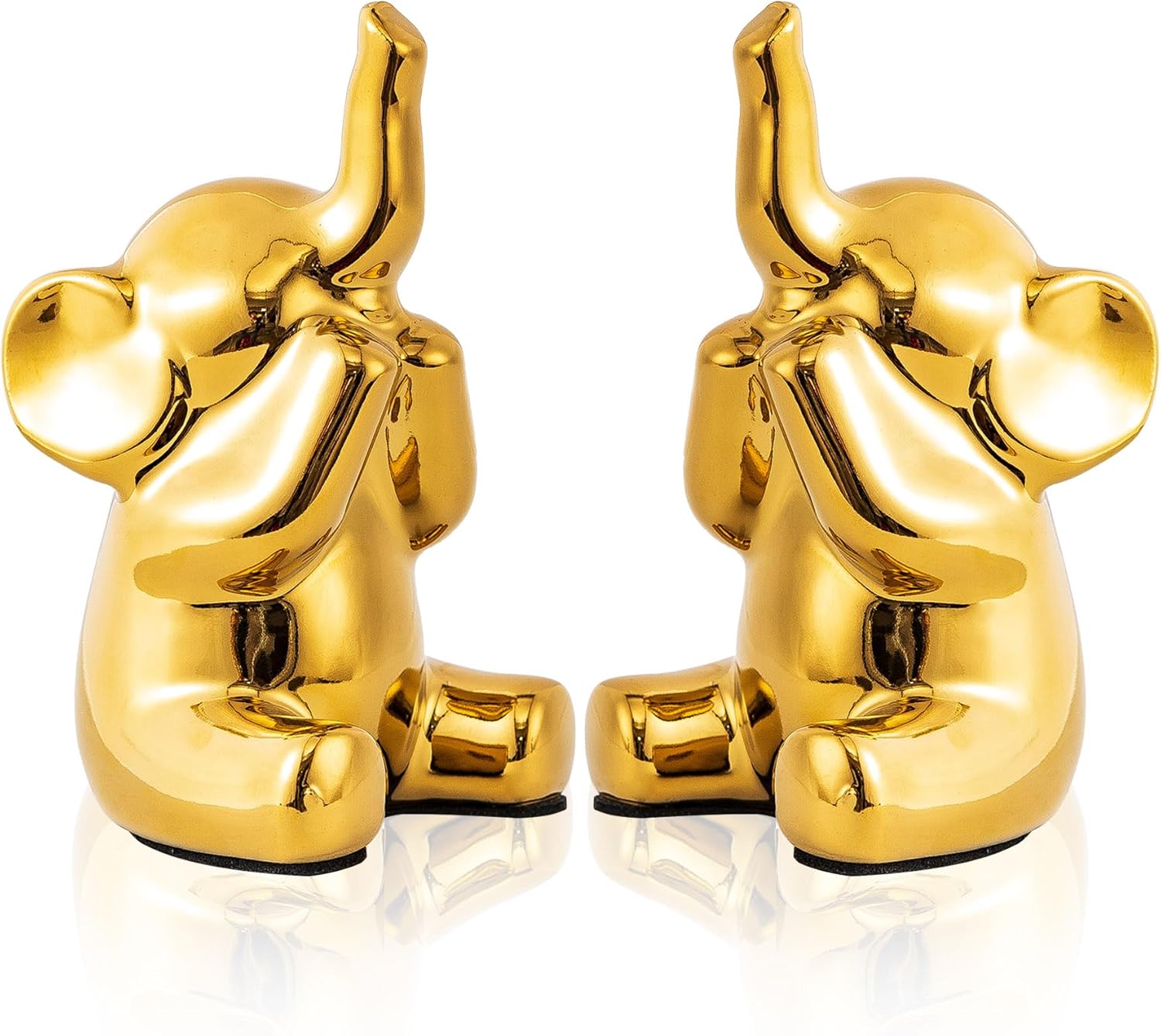 Loving Pair of Small Gold Elephant Statues Gold Home Decor Modern Boho Style Figurine Decorative Ornaments for Living Room, Bedroom, Office Desktop, Cabinets, Shelf